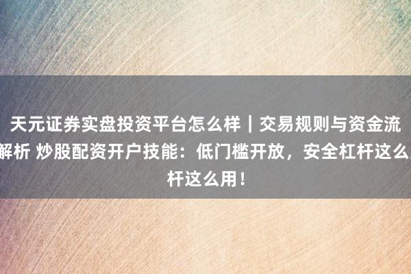 天元证券实盘投资平台怎么样｜交易规则与资金流程解析 炒股配资开户技能：低门槛开放，安全杠杆这么用！