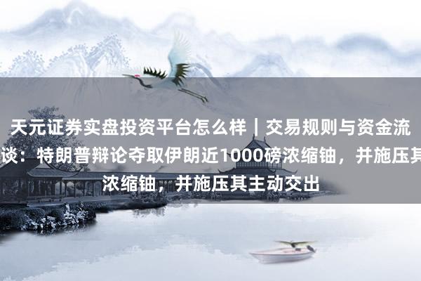 天元证券实盘投资平台怎么样｜交易规则与资金流程解析 报谈：特朗普辩论夺取伊朗近1000磅浓缩铀，并施压其主动交出