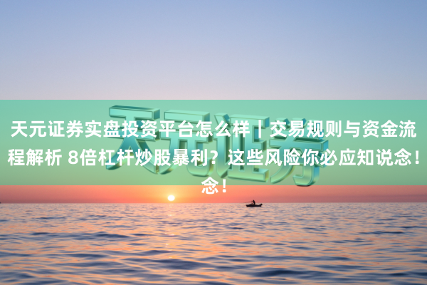 天元证券实盘投资平台怎么样｜交易规则与资金流程解析 8倍杠杆炒股暴利？这些风险你必应知说念！