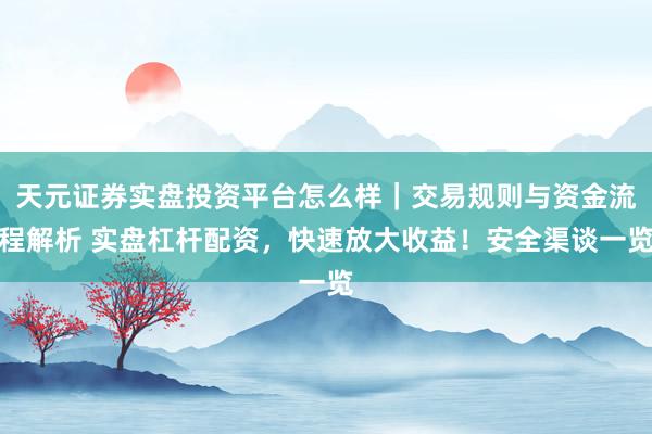 天元证券实盘投资平台怎么样｜交易规则与资金流程解析 实盘杠杆配资，快速放大收益！安全渠谈一览